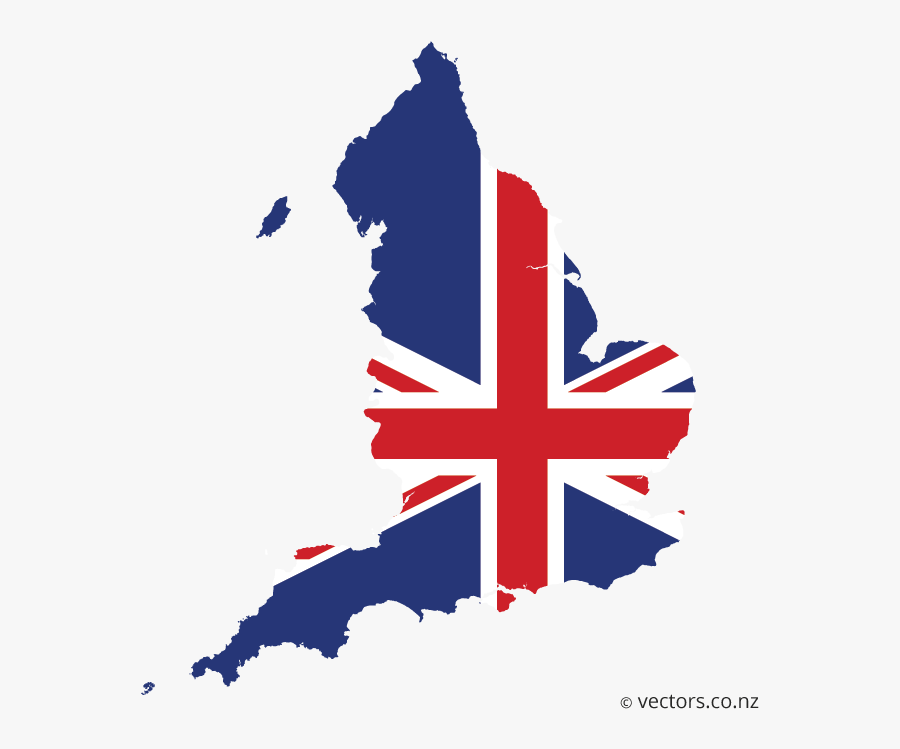 Uk Flag Vector Map Of England - England Map With Flag, Transparent Clipart