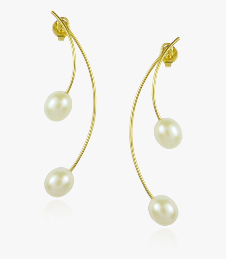 White Pearl Curved Jacket Earrings - Earrings, Transparent Clipart