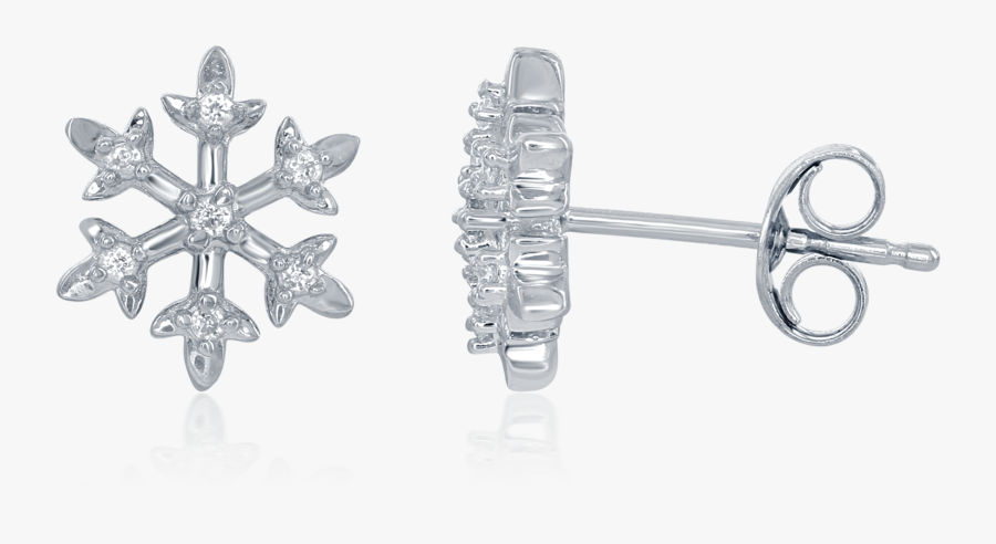 Transparent Silver Snowflake Clipart - Snowflake Diamond Earrings, Transparent Clipart