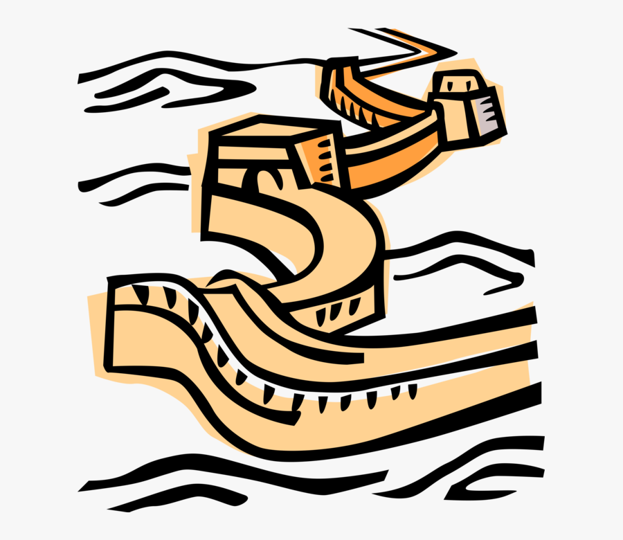 Vector Illustration Of Great Wall Of China Fortification - Великая Китайская Стена Нарисовать, Transparent Clipart