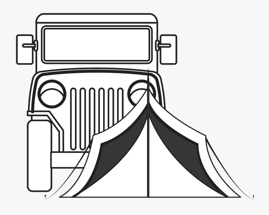 Black And White 4wd And Camping Clipart, Transparent Clipart