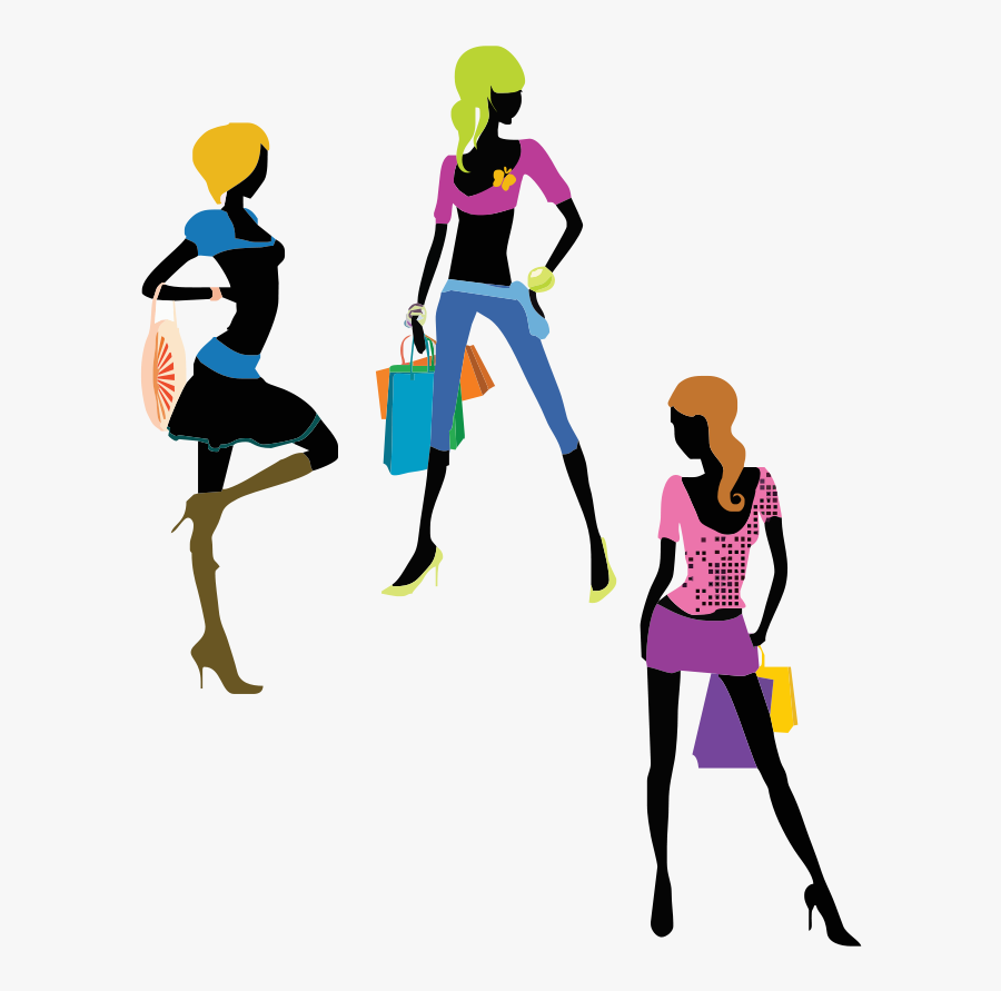 Teenage Boy Wearing Casual Clothes Three Female Fashion - Fashion Ladies Clip Art, Transparent Clipart