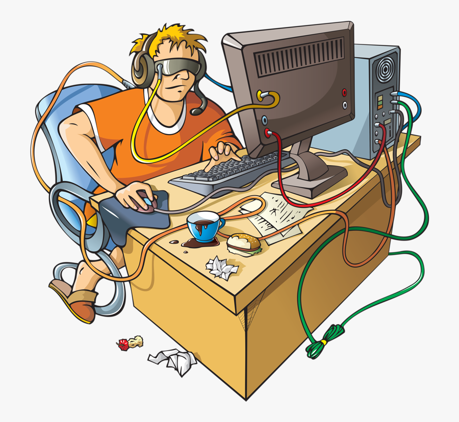 Clip Art Cute Teen Boys - Computer Addiction, Transparent Clipart