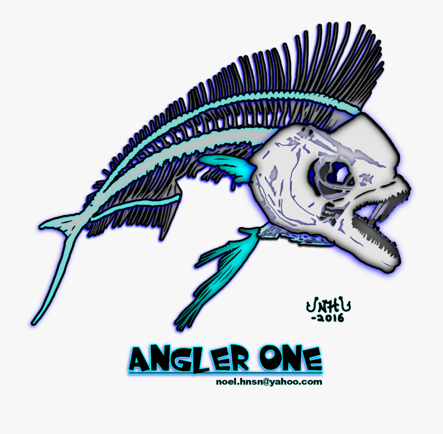Mahi Mahi Fish Bones Skeleton Digitized From Photo - Transparent Mahi Mahi Drawing, Transparent Clipart