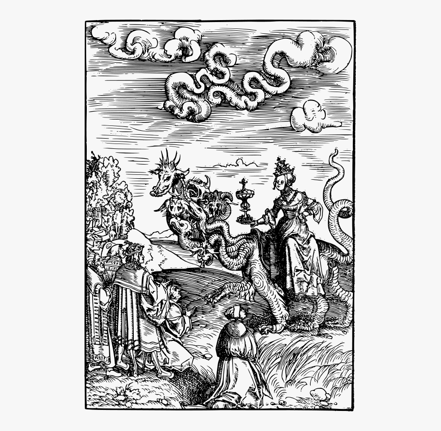 Transparent Reformation Clipart - Whore Of Babylon Woodcut, Transparent Clipart