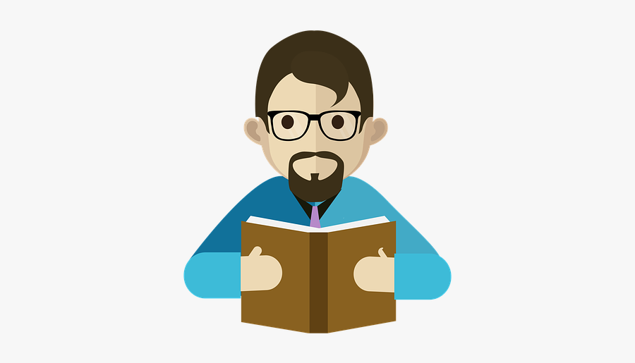 Male Teacher Reading A Book - Studying Student Cartoon Images Png, Transparent Clipart