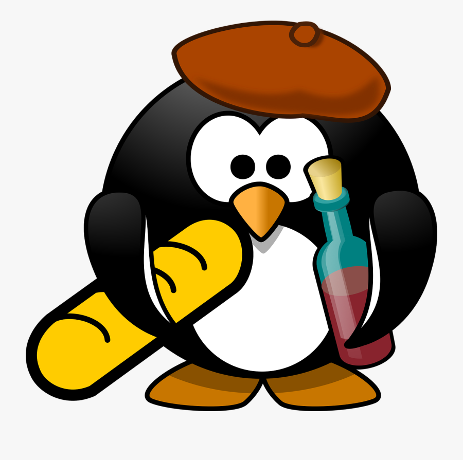 French Penguin Baguette Free Picture - Cartoon Penguin, Transparent Clipart