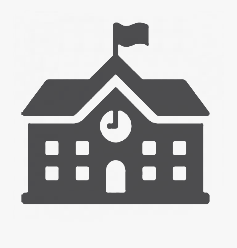 Transparent Buildings Clipart Black And White - School Symbol On Map, Transparent Clipart
