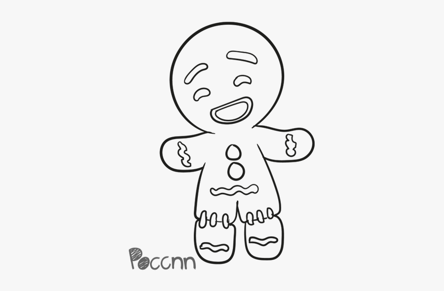 Cute Gingerbread Lineart - Cartoon, Transparent Clipart