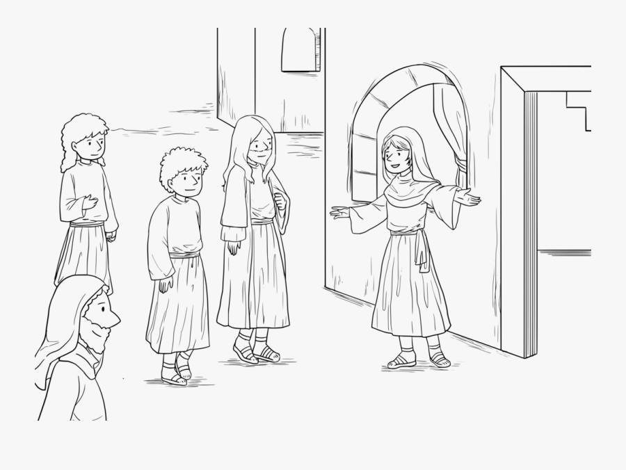 Art,text,child - Jesus At The Home Of Martha And Mary, Transparent Clipart