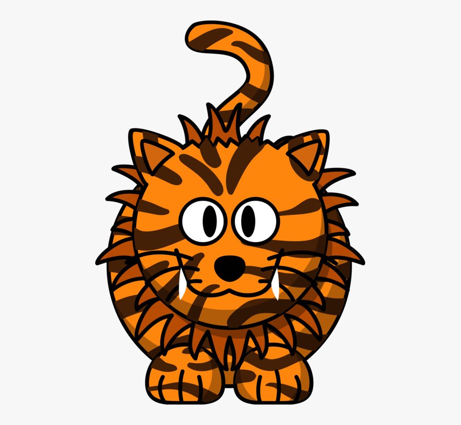 Cat, Tiger, Animal, Cute, Hybrid, Liger, Lion, Orange - Cartoon Zoo Animals Clipart, Transparent Clipart