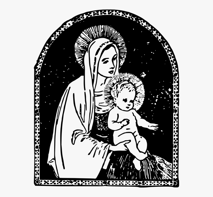 Emotion,art,monochrome Photography - Mary And Baby Jesus Black And White, Transparent Clipart