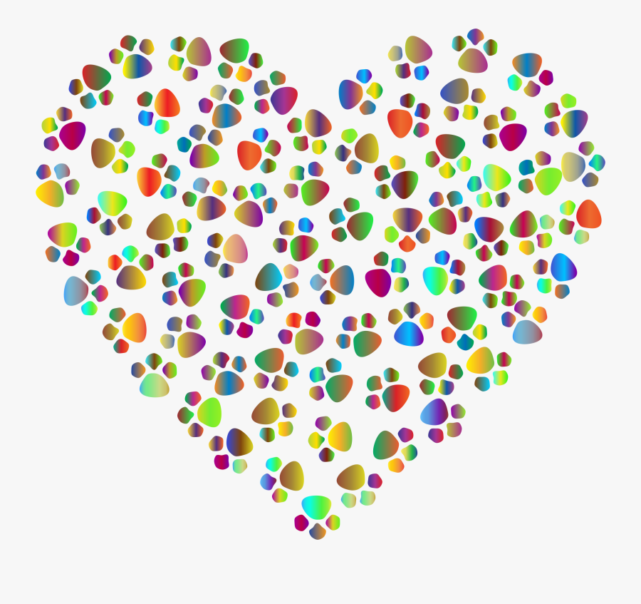 Heart With Paw Print Clipart - Paw Print Heart Shape, Transparent Clipart