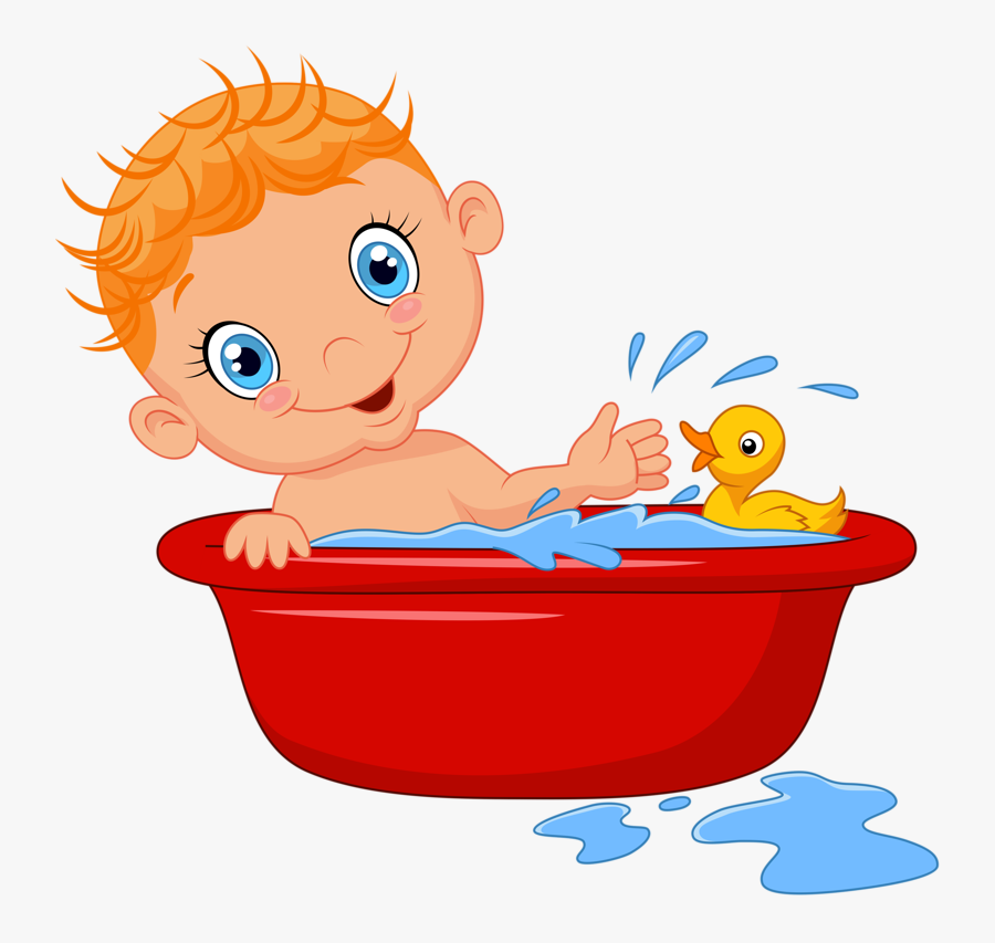 Super Baby Girl - Cartoon Bathing, Transparent Clipart