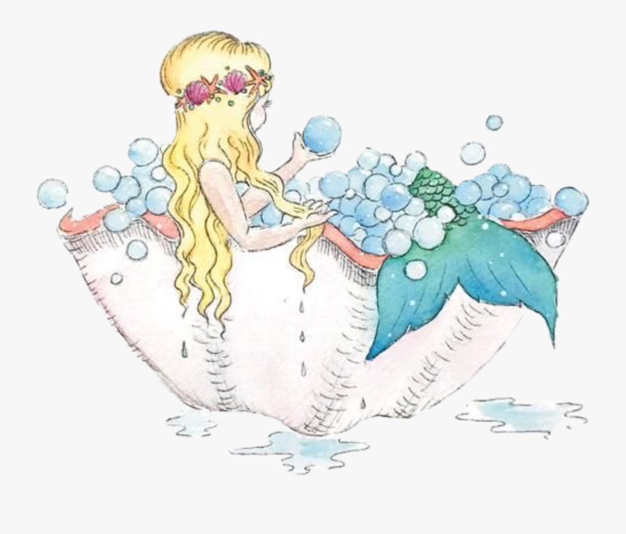 #bathtime #bathtub #blonde #mermaid #bubbles - Mermaid In Bathtub With Bubbles, Transparent Clipart