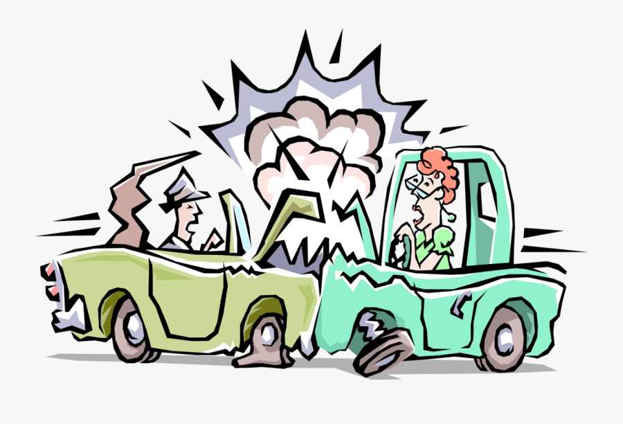 Vector Illustration Of Head-on Collision Traffic Accident - Clipart Crash, Transparent Clipart