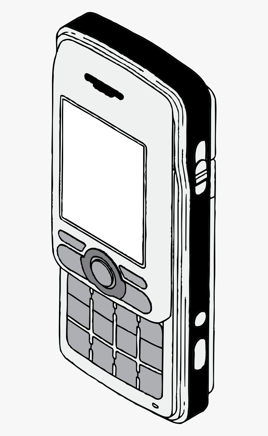Cell Phone Black White Line Art Coloring Book Colouring - Mobile Phone Drawing, Transparent Clipart