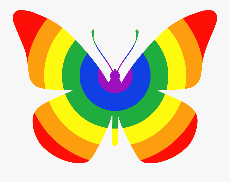 Butterfly,symmetry,wing - Rainbow Butterfly Clipart, Transparent Clipart