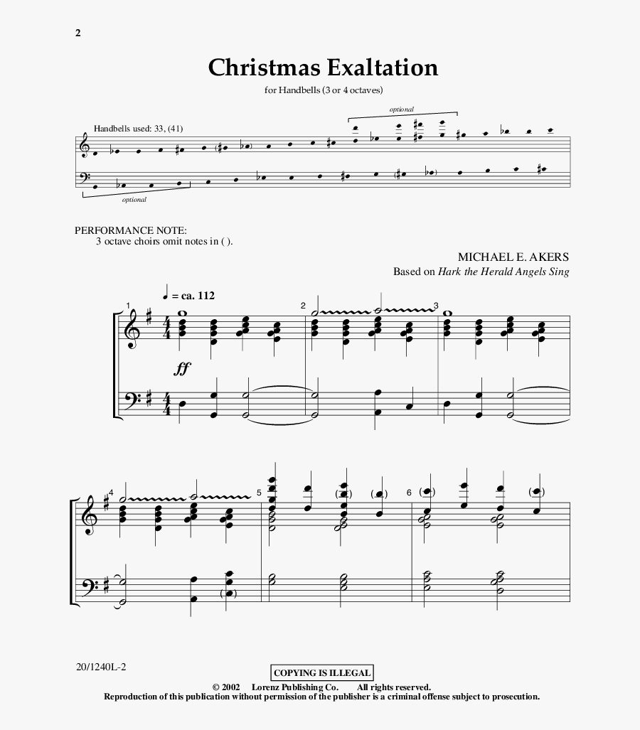 Note Handbell Christmas Music - Sheet Music, Transparent Clipart