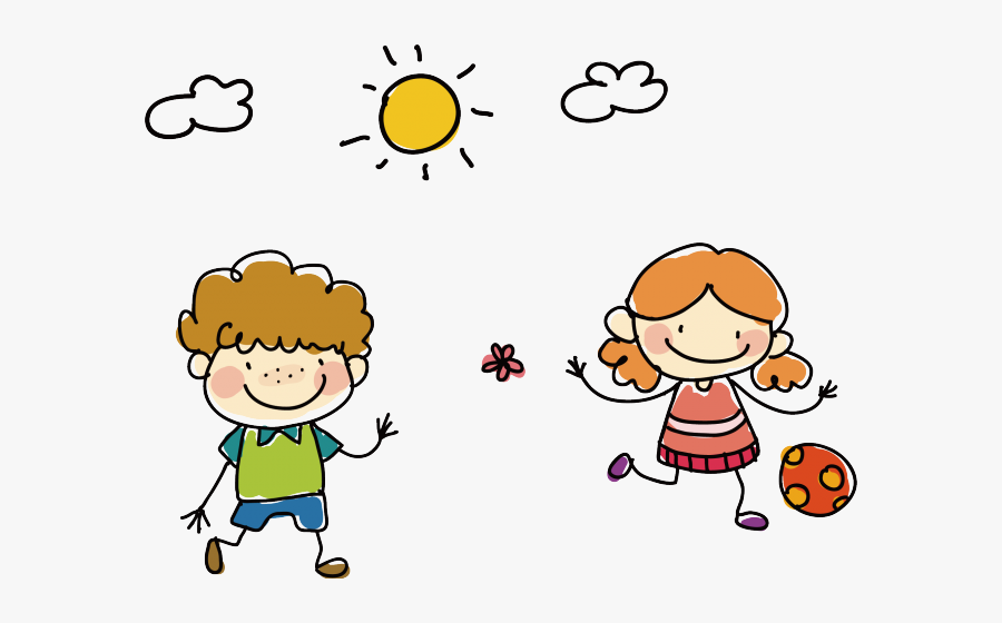 Drawing Clipart Childhood - Playing With Friends Drawing, Transparent Clipart