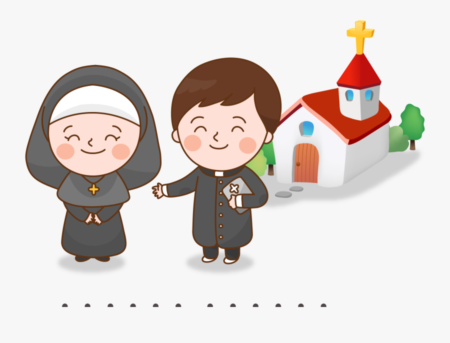 Child Priests Nuns Illustration Church Cartoon Clipart - Nuns And Priests Cartoon, Transparent Clipart