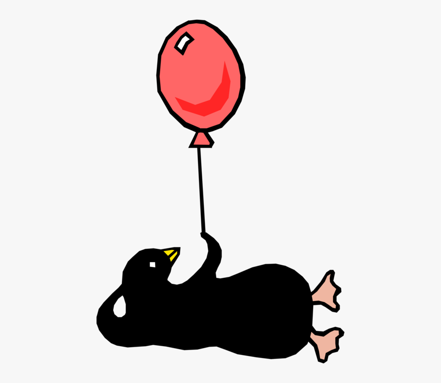 Vector Illustration Of Penguin With Red Balloon, Transparent Clipart