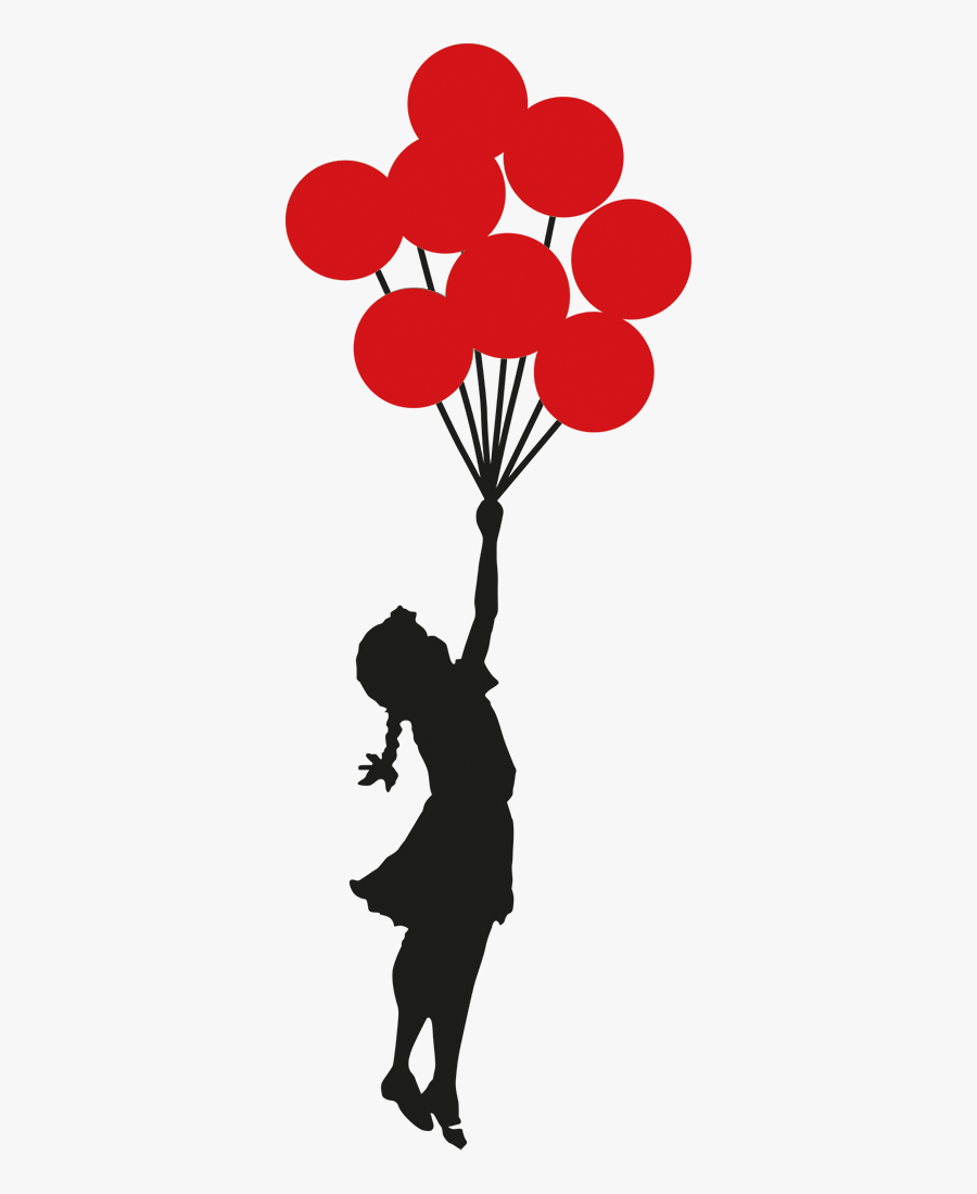 Banksy Girl With Balloons Wall Sticker - Banksy Balloon Girl, Transparent Clipart