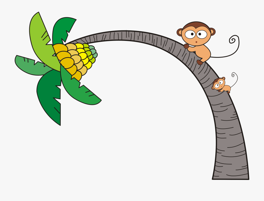 Tree Clip Art Coconut Monkey Transprent Png - Clipart Png Banana Tree Cartoon, Transparent Clipart