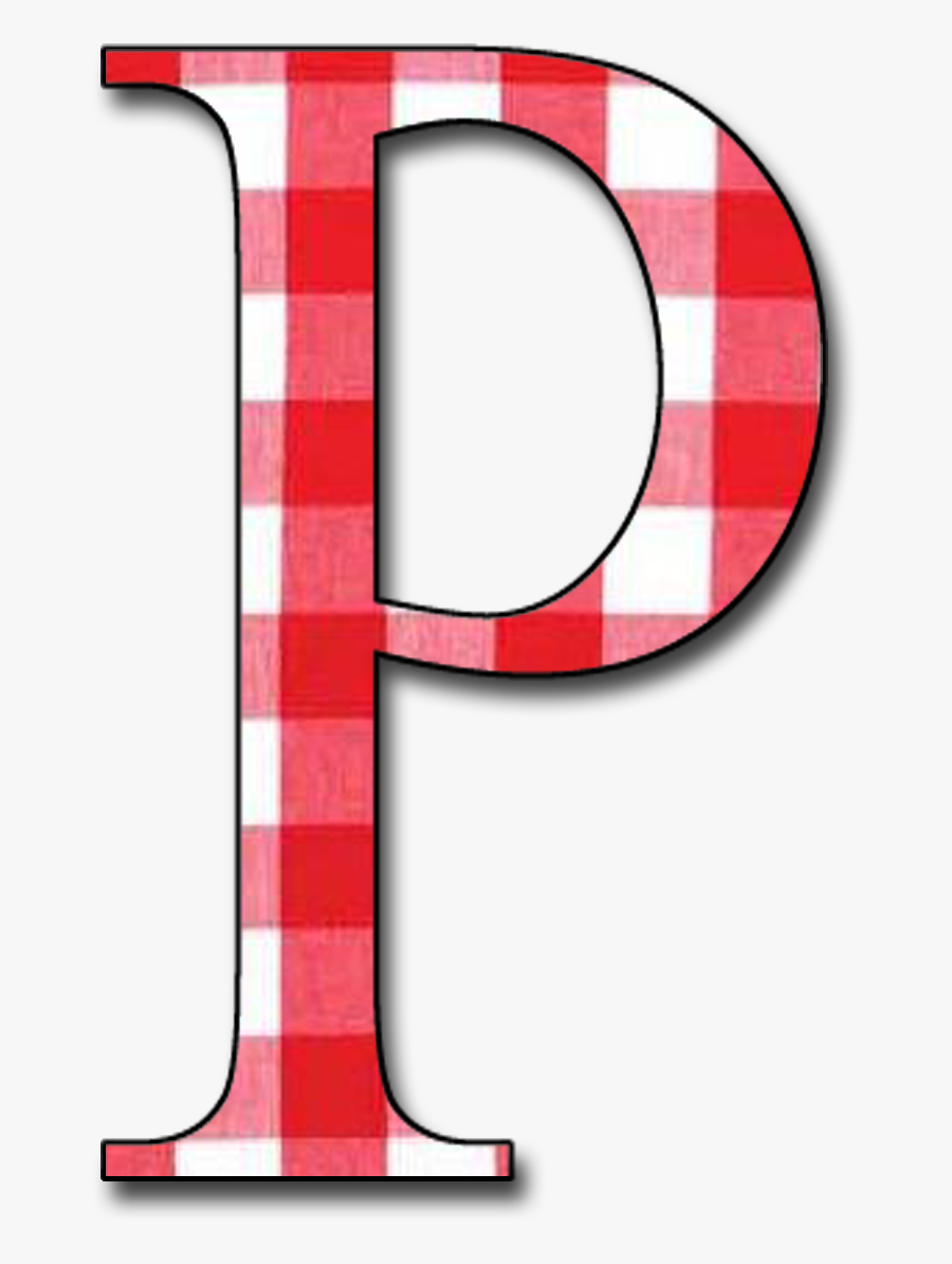 Red Gingham Letter P, Transparent Clipart