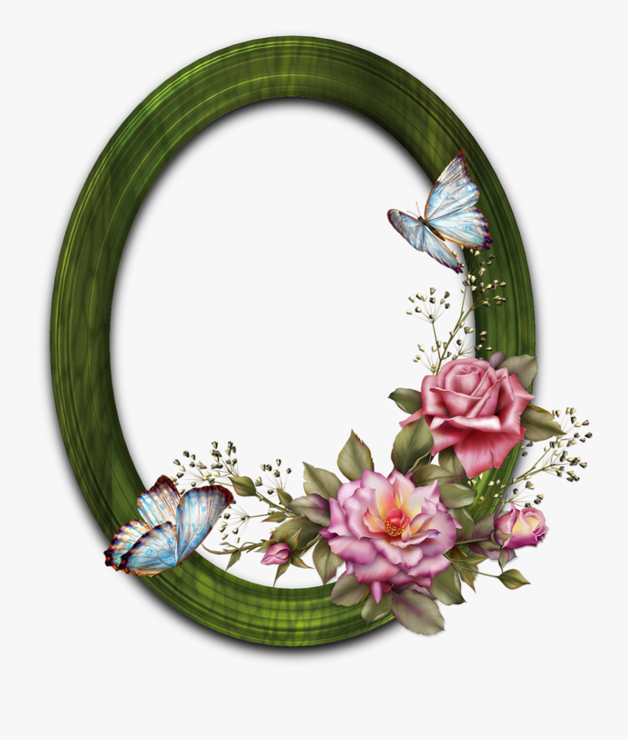 Rose Frame Png Round With Butterfly And Wooden Frame - Happy B Day Guru Ji, Transparent Clipart