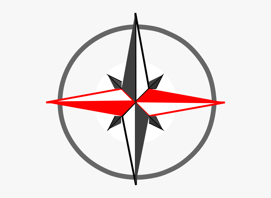 Red Grey Compass 268 Svg Clip Arts - North South East West Clipart, Transparent Clipart