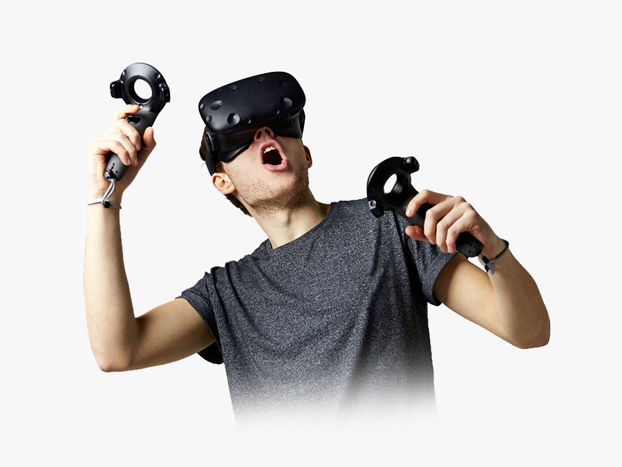 Headset Vive Oculus Playstation Virtual Reality Vr - Guy With Vr Headset, Transparent Clipart