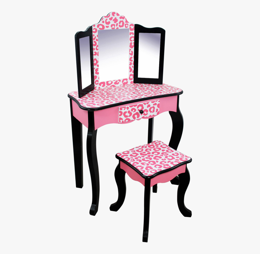 Teamson Fashion Prints Leopard Vanity & Stool Set Clipart - Dreveny Toaletni Stolek Detsky, Transparent Clipart