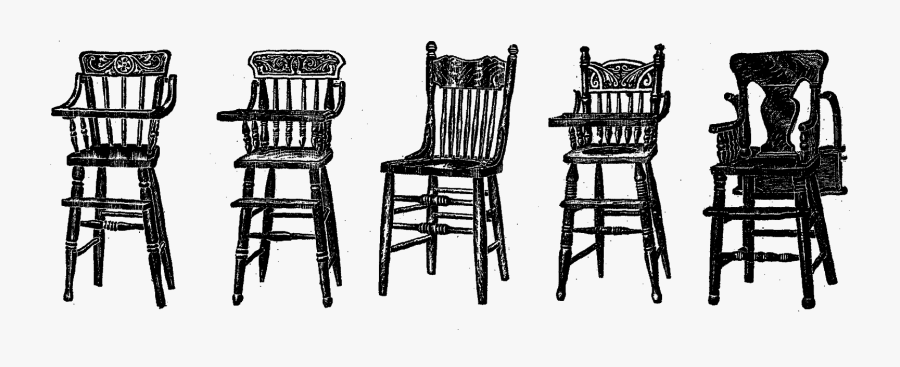 Digital Stamp Design Free Vintage Furniture Images - Clipart Of Chairs In Row Black And White, Transparent Clipart