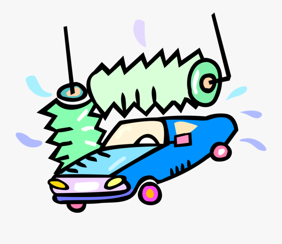 Vector Illustration Of Car Wash Or Carwash Auto Wash - Waschanlage Clipart, Transparent Clipart