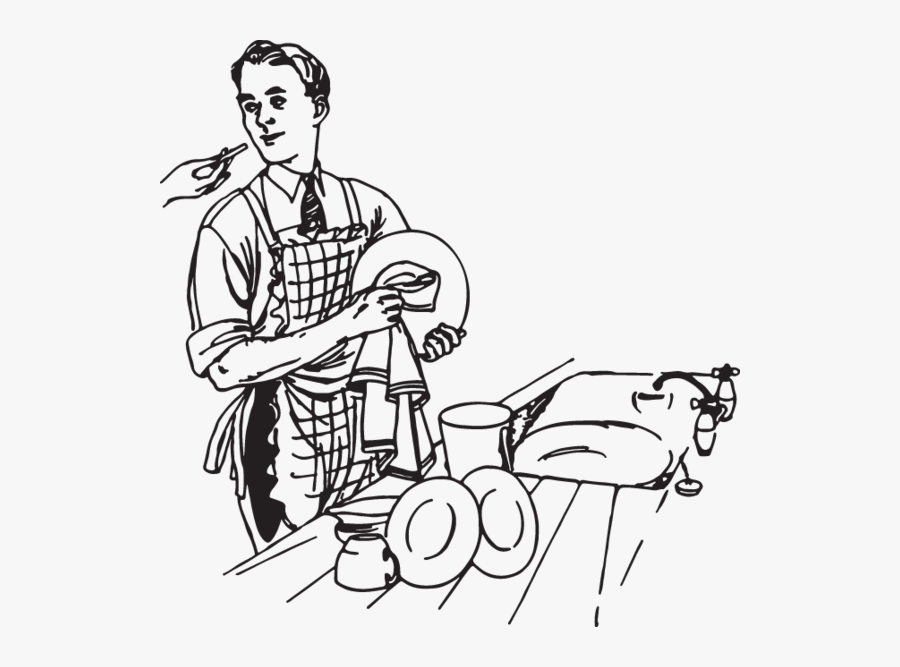 Washing Dishes Black And White, Transparent Clipart