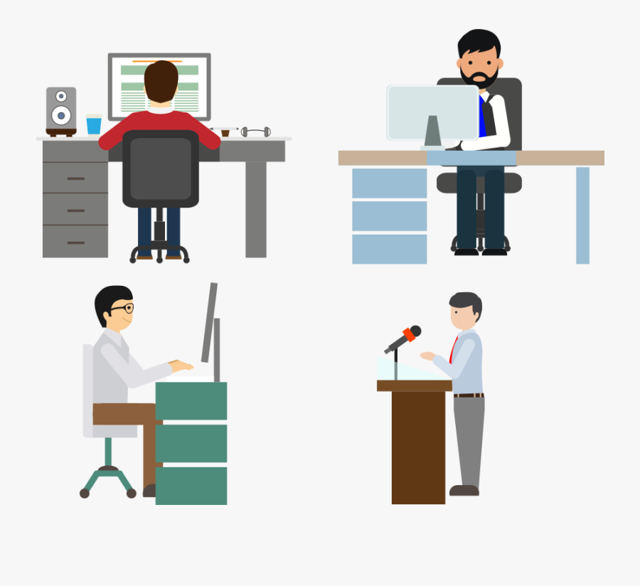 Working Vector Computer Worker - Vector People Working Png, Transparent Clipart