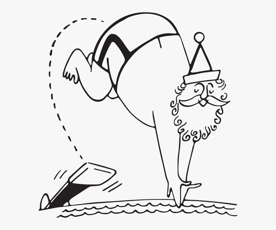 Santa At The Pool Png, Transparent Clipart