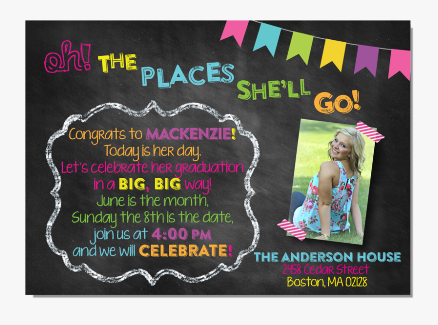 Clip Art Oh The Places You - Kindergarten Graduation Announcement, Transparent Clipart