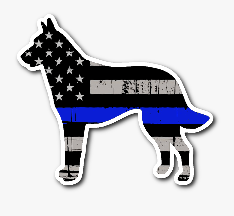 K-9 Belgian Malinois Thin Blue Line Flag Sticker - Belgian Malinois K9 Clip Art, Transparent Clipart
