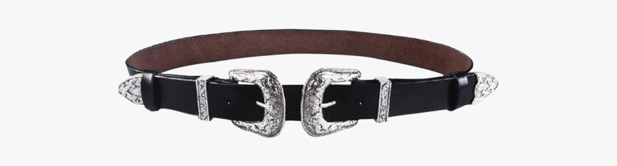Double Buckle Faux Leather Belt, Transparent Clipart