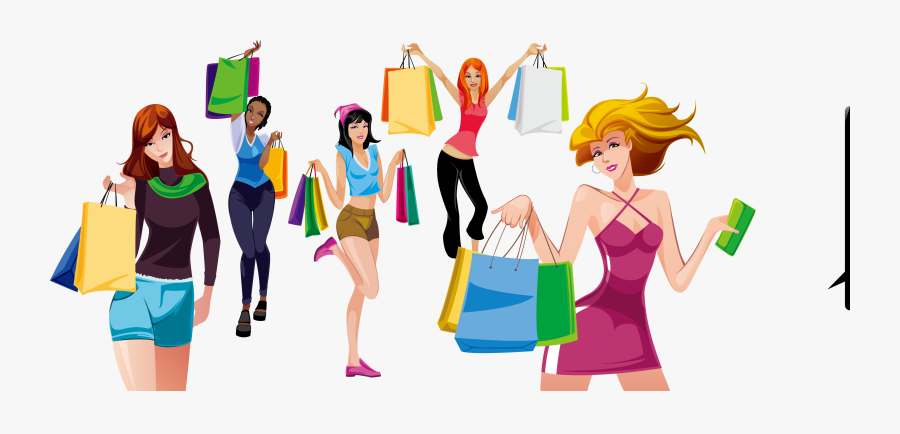 Family Clipart Shopping - Shopping Girl Vector Fashion Png, Transparent Clipart