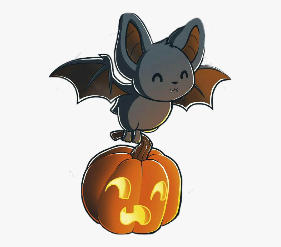 #freetoedit #cute #kawaii #bat #pumpkin #halloween - Cute Animated Kawaii Bat, Transparent Clipart