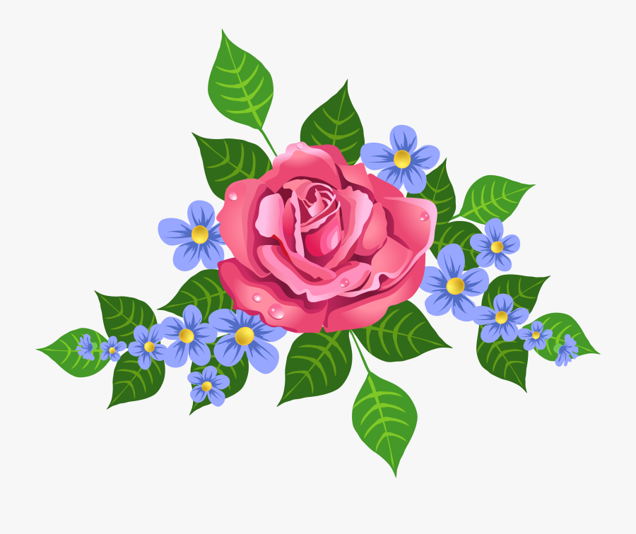 Free Png Pink Rose Decorative Element Png Images Transparent - Blue And Pink Flower Png, Transparent Clipart
