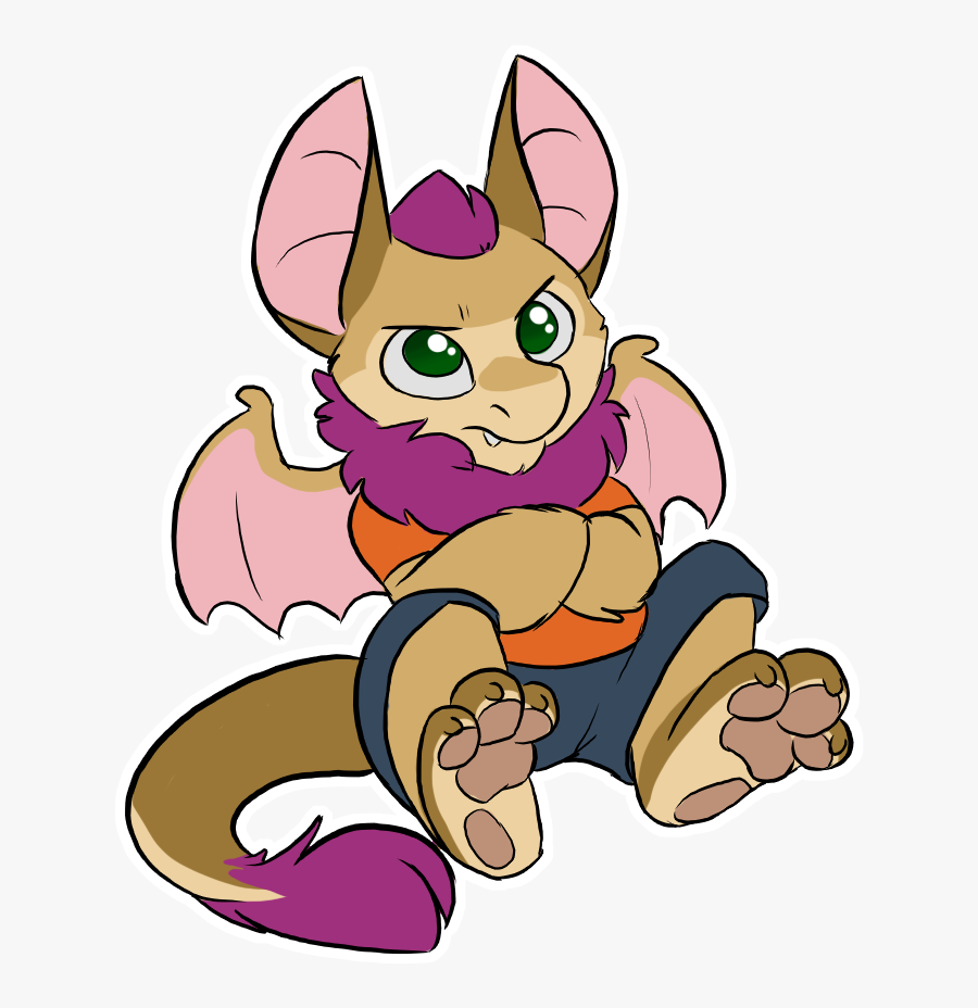 Cute Bat Grump - Cartoon, Transparent Clipart