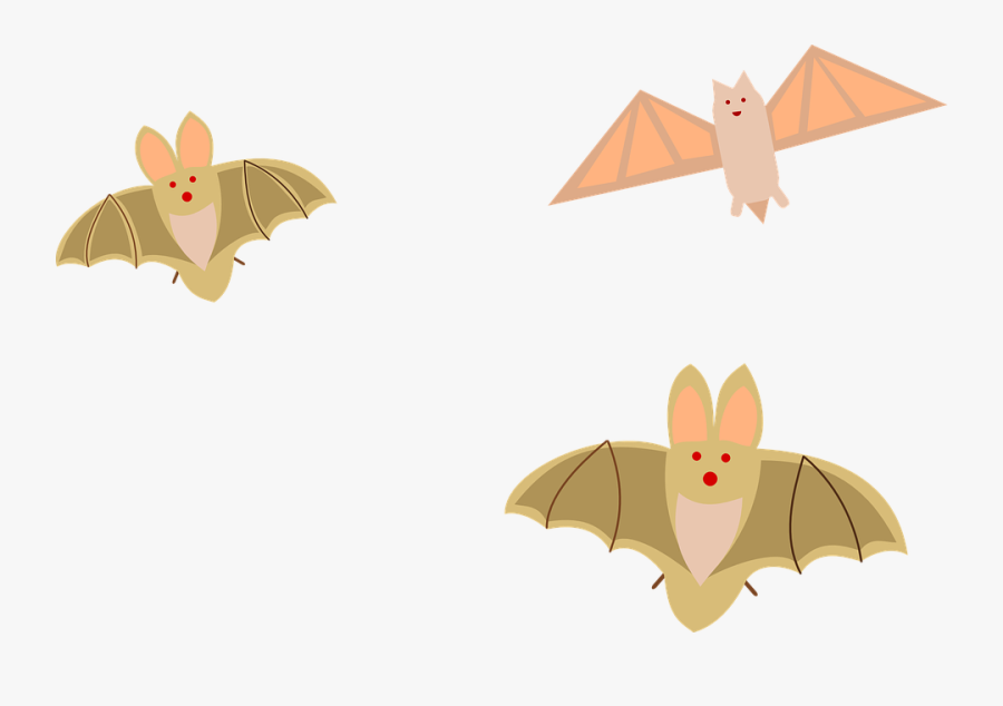 Bats, Flying, Cartoon, Color, Cute, Halloween, Three - Cute Bat Clip Art, Transparent Clipart