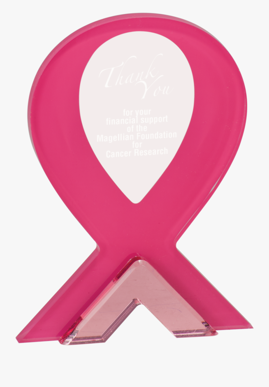 Pink Ribbon Stand-up Acrylic Award - Circle, Transparent Clipart