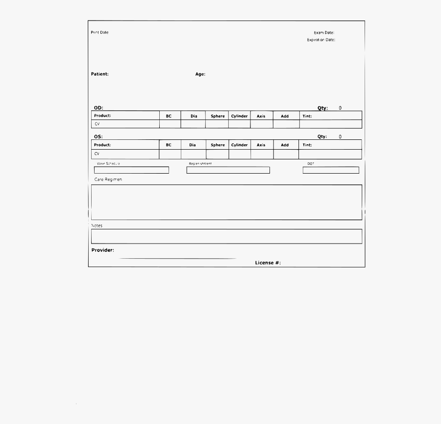 Printable Eye Prescription Template