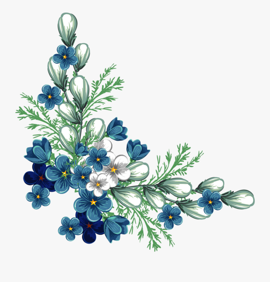 Easter Borders And Frames Information Clip Art - Blue Floral Border Free, Transparent Clipart