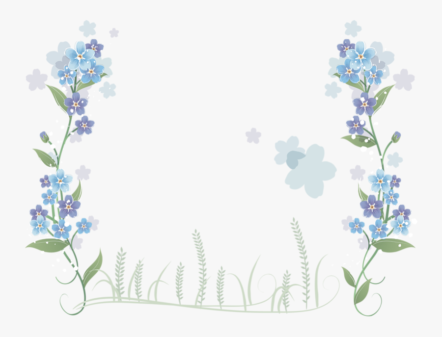 Flower Wreath Floral Design Blue - Clipart Blue Floral Border Png, Transparent Clipart
